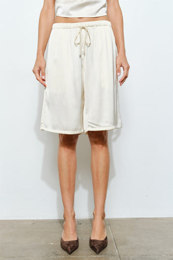 Sabrina Relaxed Fit Satin Long Shorts