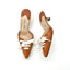 Vintage Manolo Blahnik Brown Leather Lace Up Bow Pointed Toe Mule Heels